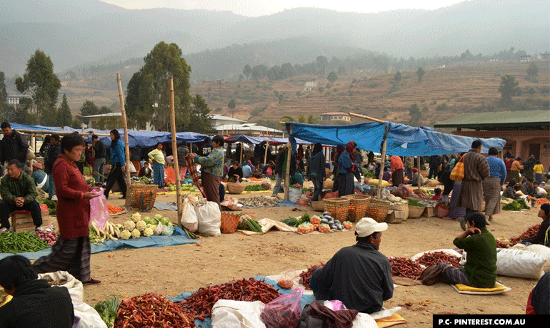 Market place in Punakha
